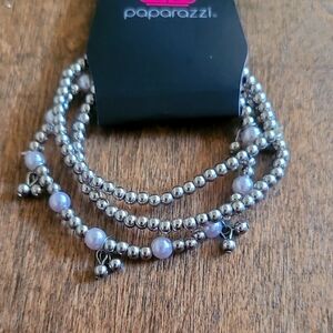 Paparazzi Silver and Purple Beaded Bracelet